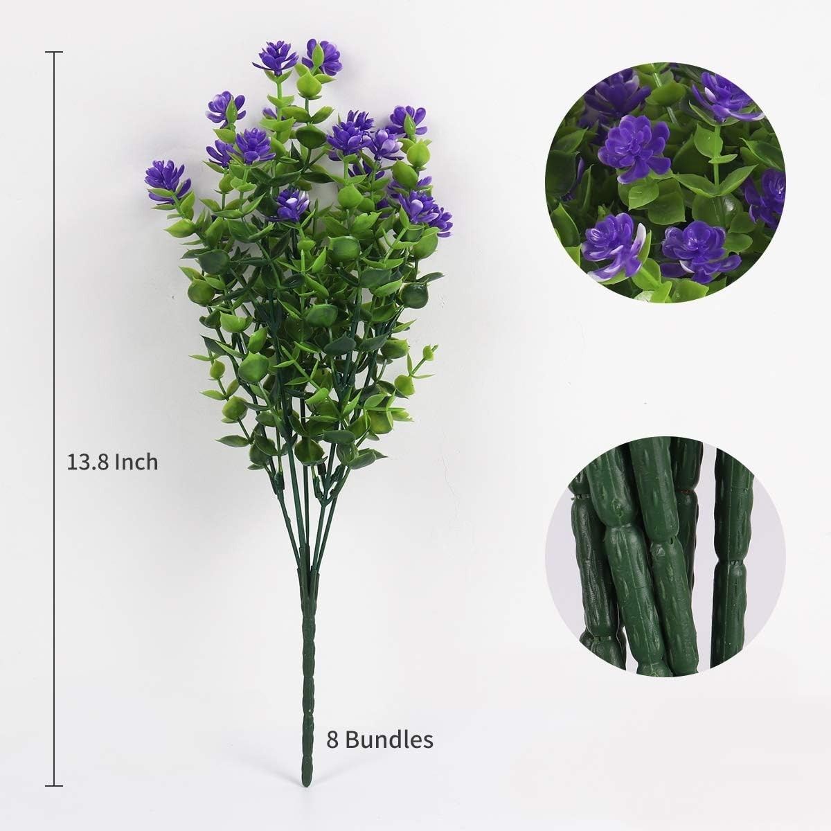 Vibrant 8-Branch Purple Eucalyptus Flowers – Carefree Indoor/Outdoor Use
