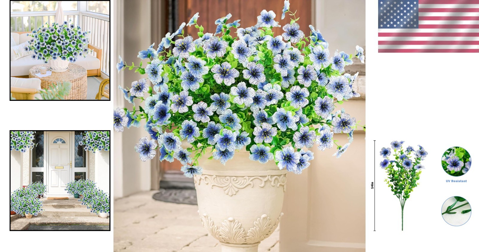Vibrant Blue 14in Artificial Daisy Bundles – Indoor & Outdoor Decor Solution