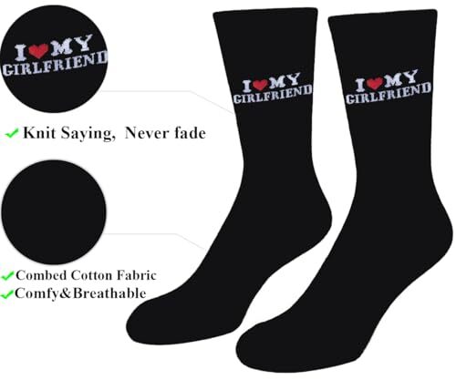 Gift for Boyfriend I Love My Girlfriend Socks I Love My Girlfriend Black