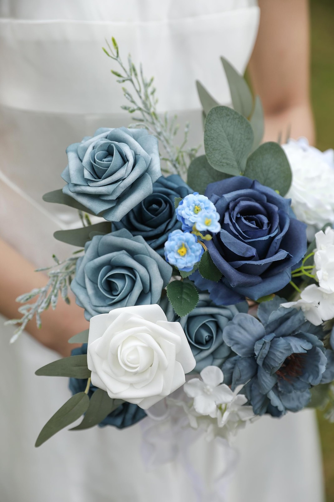 Retro Dusty Blue Artificial Rose Flowers Combo DIY Wedding Bouquets