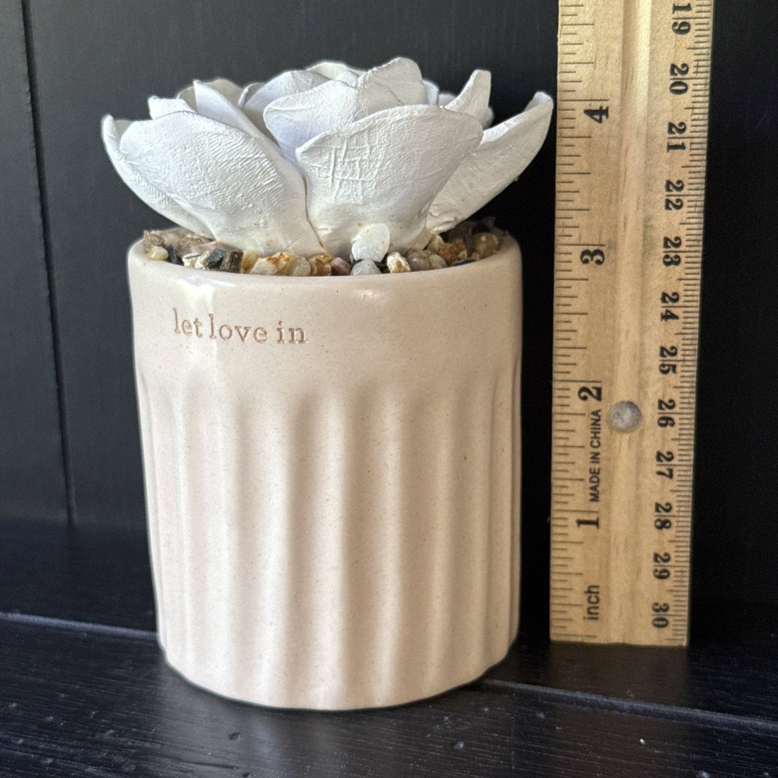 Beige Ceramic Succulent Indoor Decor Stoneware Oil Diffuser Let Love In Demdaco