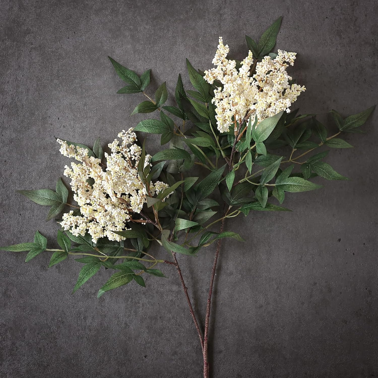 36″ Artificial Nandina Berry Stem – 4 Pcs Beige Faux Floral Decor