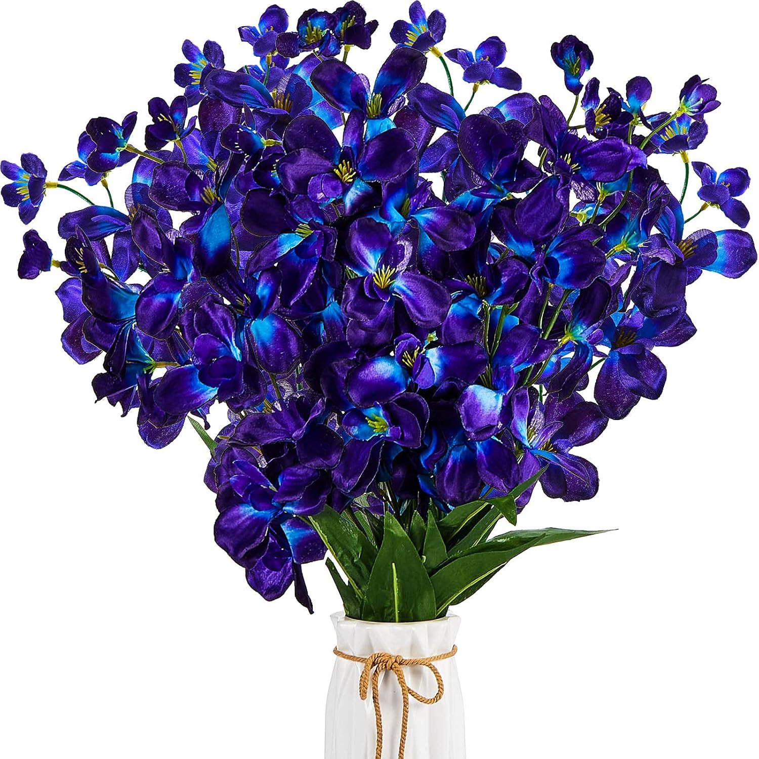 8 Pieces 27 Inches Artificial Orchid Flowers Faux Orchids Silk Flowers for Weddi