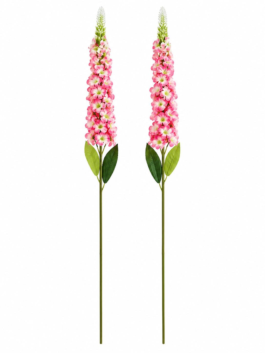Pink Snapdragon Stems Set of 2 Artificial Larkspur Spike Flowers 26 Inch Faux Fl