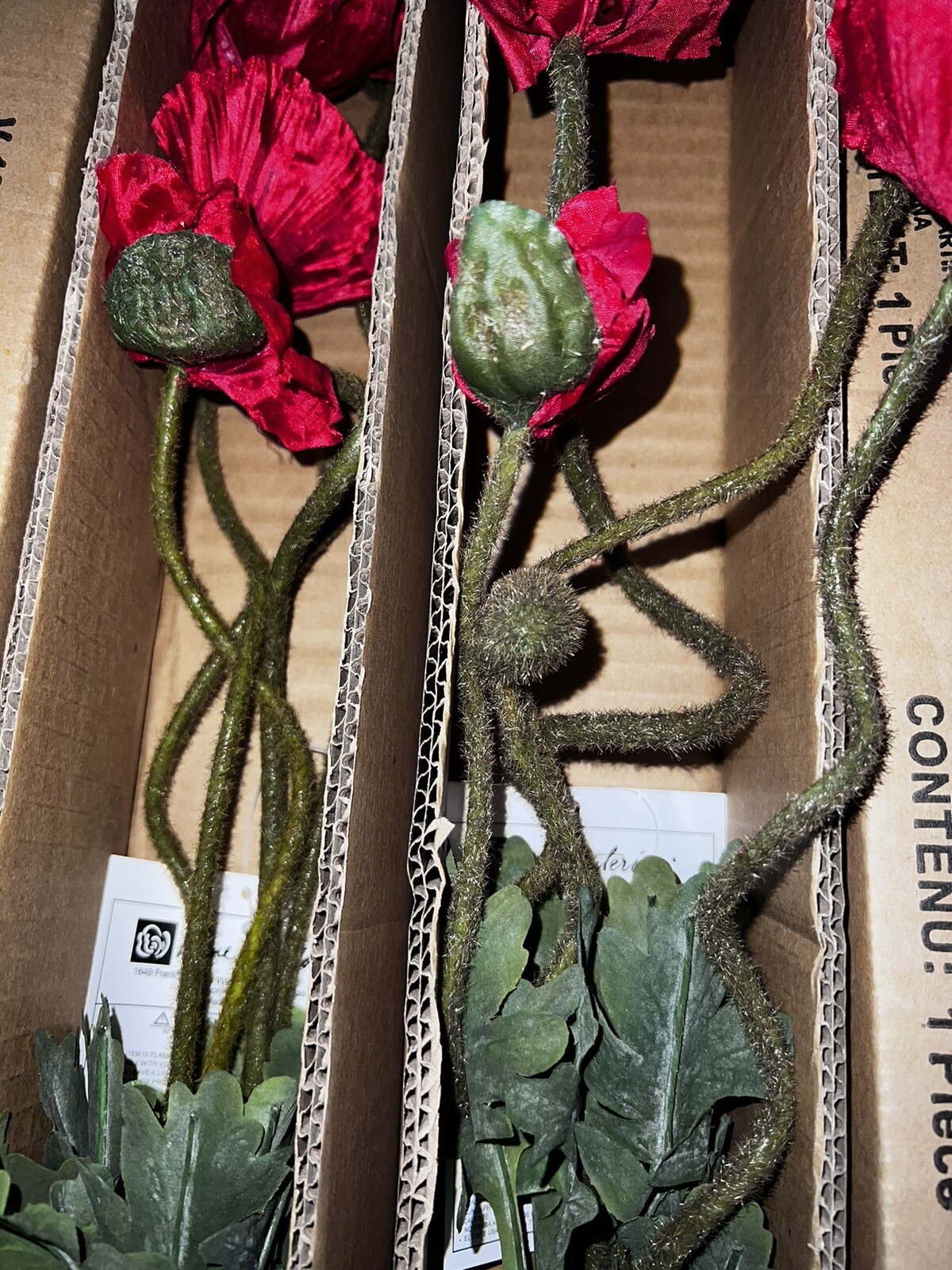 2 Box Lot Poppy Stunning Home interiors tall Red Silk Poppy Flowers