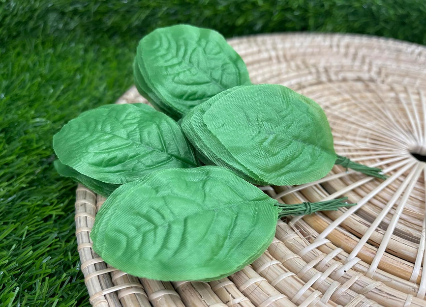 Fake Leaves Jasmine Leaves Fabric Artificial Leaf with Wire Stem Clips Size#1