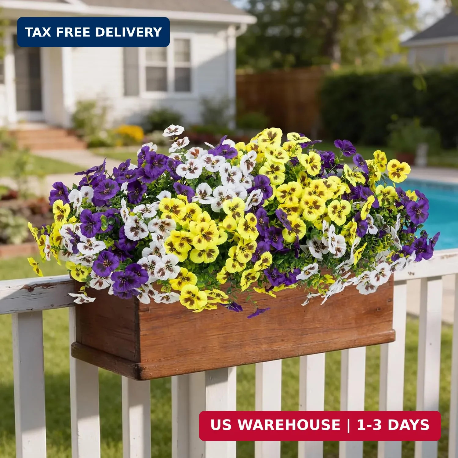 24 Pcs Artificial Fake Pansy Flowers for Outdoor,Faux Silk Plants Flowers UV Res