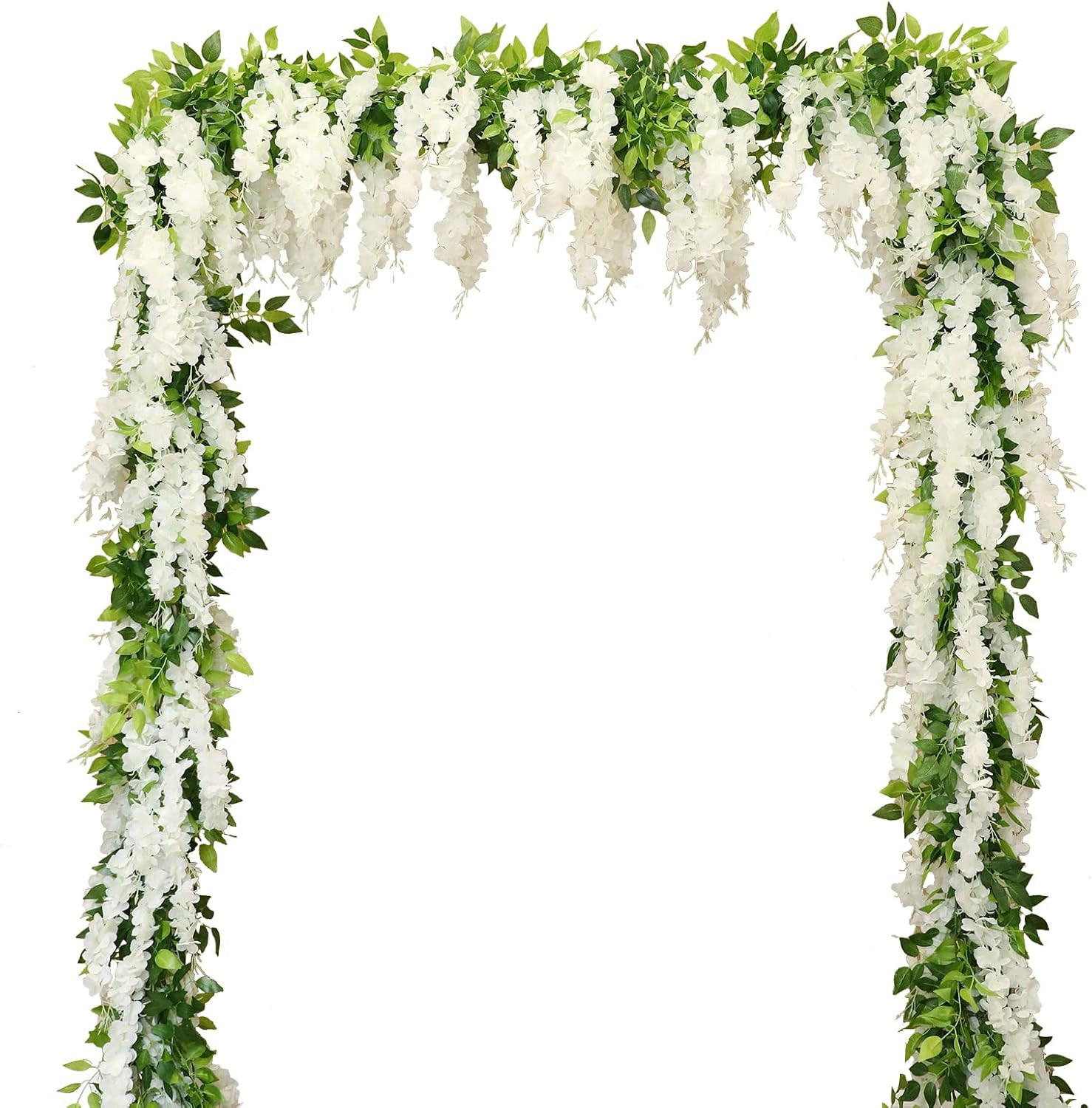 Wisteria Artificial Flowers Garland, 4Pcs Total 28.8Ft Silk Faux Wisteria Vine K