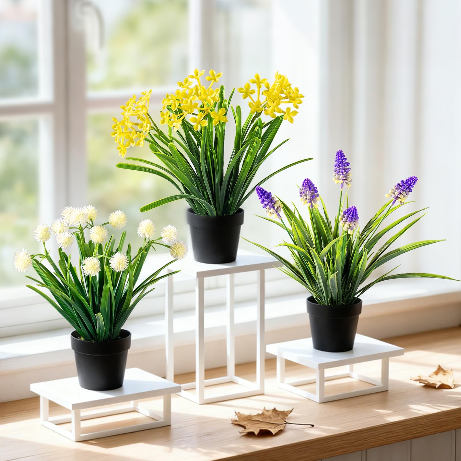 3 Pack Fake Small Plant Artificial Potted Flowers for Home Decor Fake Flower …