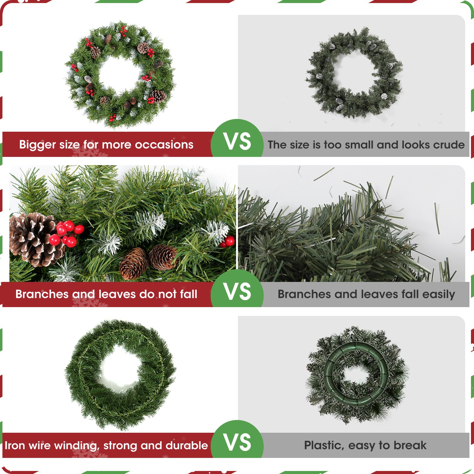 Christmas Vines & Wreaths Sprayed White PVC Pine for Xmas Decor Winter Decor