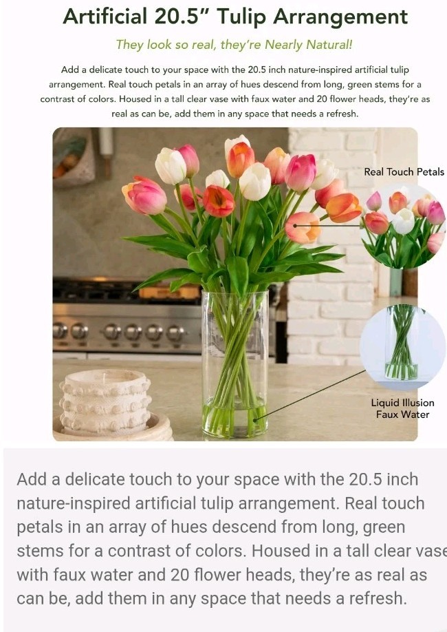 TULIPS FAKE ARTIFICIAL FLOWER FLORAL ARRANGEMENT SILK FLOWERS CERAMIC VASE NEW
