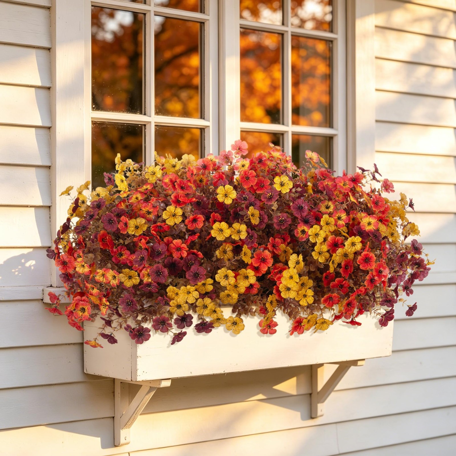 12PCS UV Resistant Fake Fall Mums Flowers – Realistic Faux Silk for Outdoor Deco