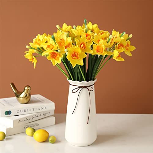 Pcs Artificial Daffodils Flowers Narcissus Faux Spring Flowers Fake 10 Yellow