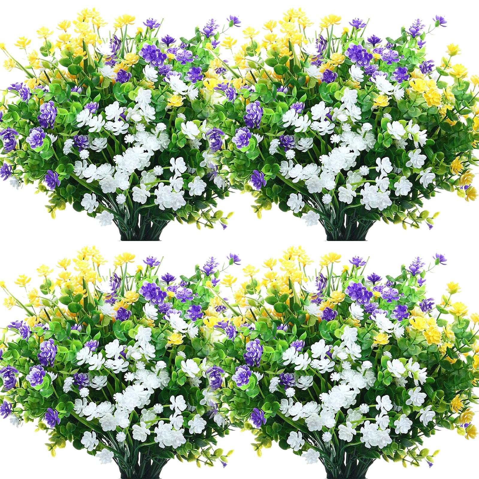 36 Bundles Artificial Flowers for Outdoor, UV Resistant Faux Artificial Plant…