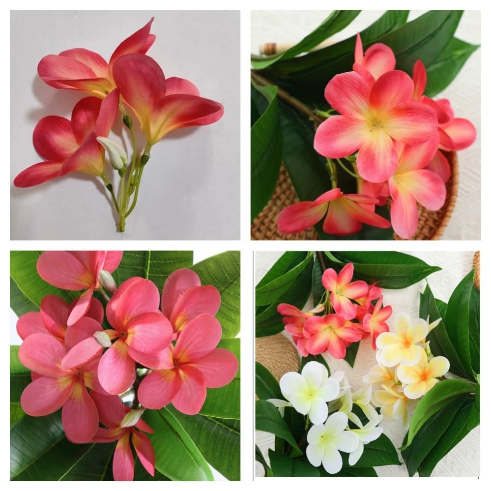 10 Bunch Pink Artificial Flowers Fake Plumeria Flower with Stems,12inch Real …