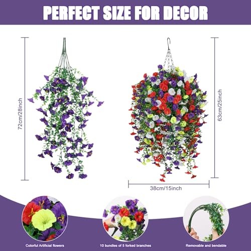 Artificial Flowers for Outdoors, Fake Flowers Purple&red&white&yellow-10b