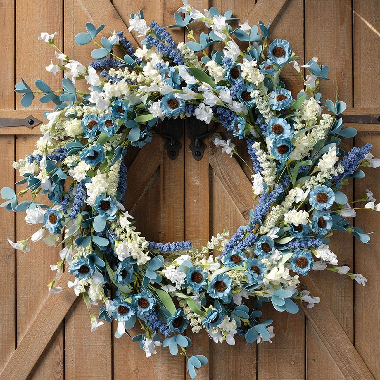 Blue Floral Wreath 20 Inch Durable Eva Paper Home Office Wedding Decor