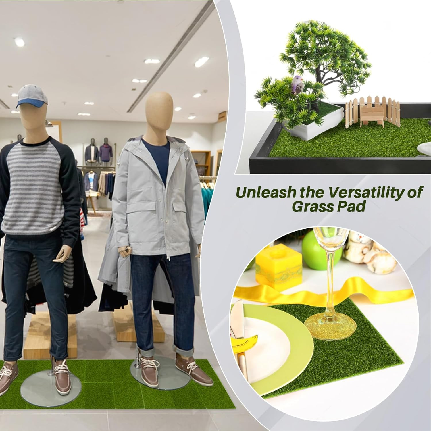 Fake Grass Decor for Crafts – 6 PCS Artificial Grass Mat for Crafts Decoration f
