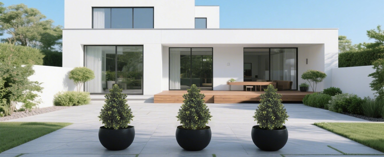 Artificial 55 cm Boxwood Pyramid with Stake Fake Plant for Yard Patio Decoration