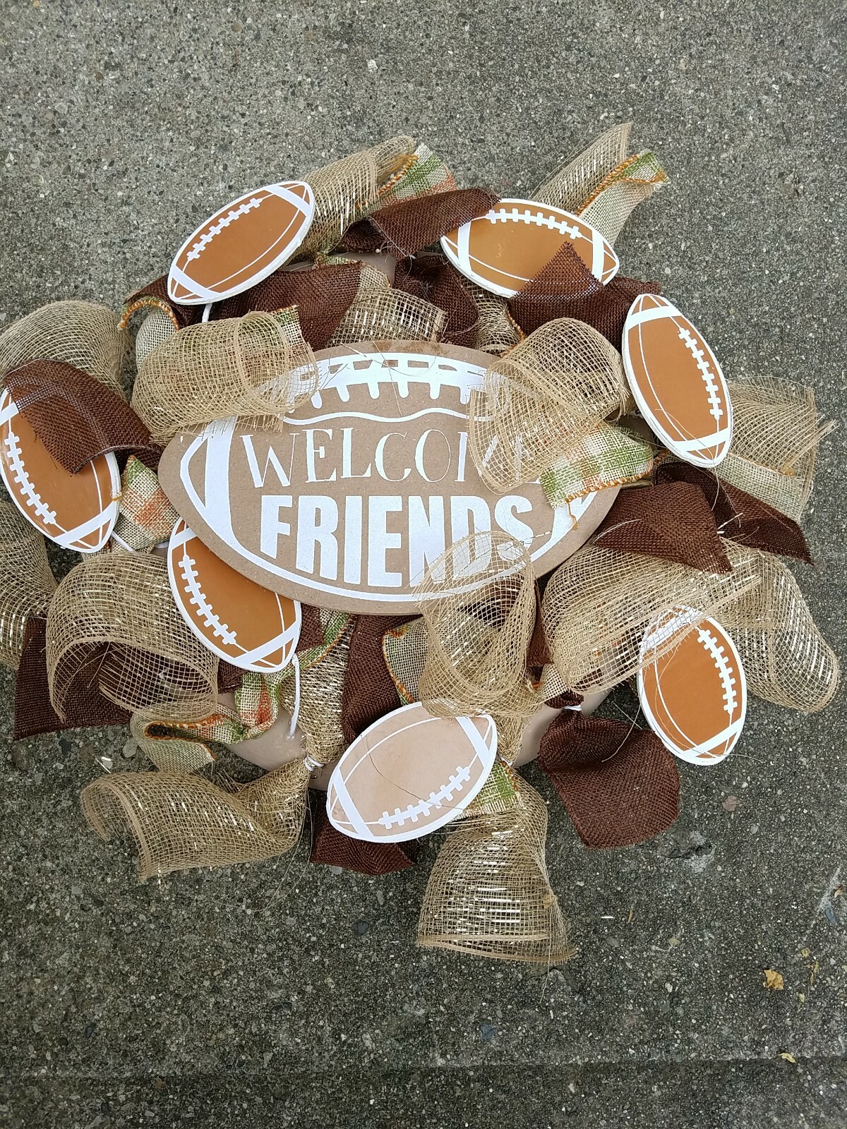 Welcome Friends Fall Football Wreath
