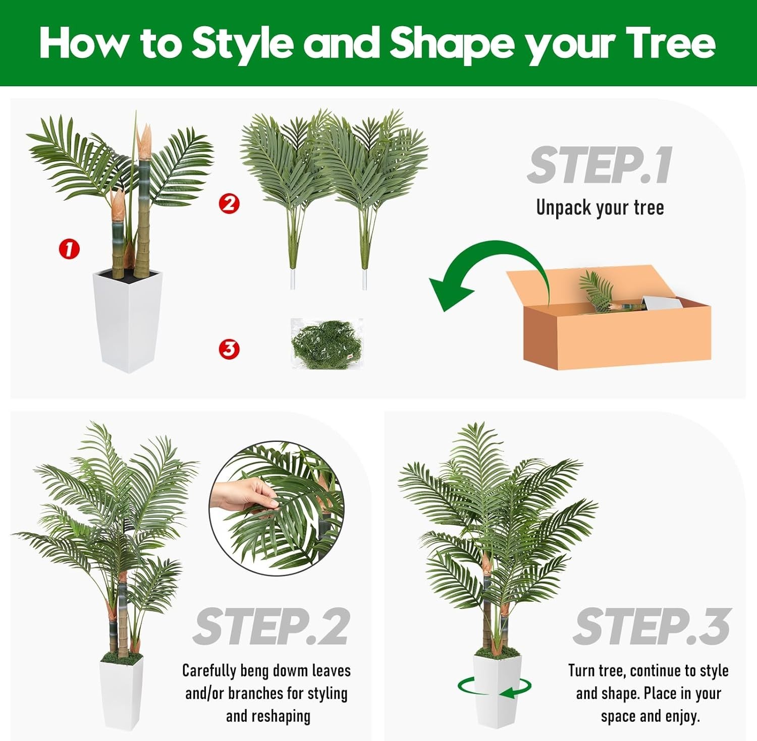 Durable 5ft Artificial Palm Tree – All-Season Indoor Plant with Pot Included