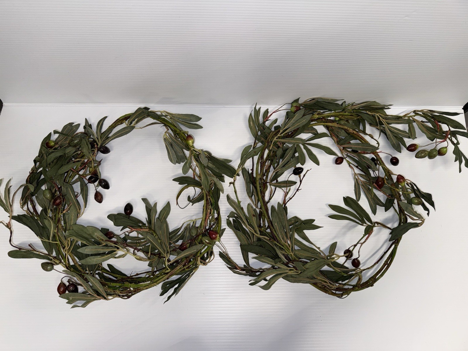 Lot of 2 6ft + Olive Branch Garlands Artificial Olive Tree Farmhouse Decor Wine