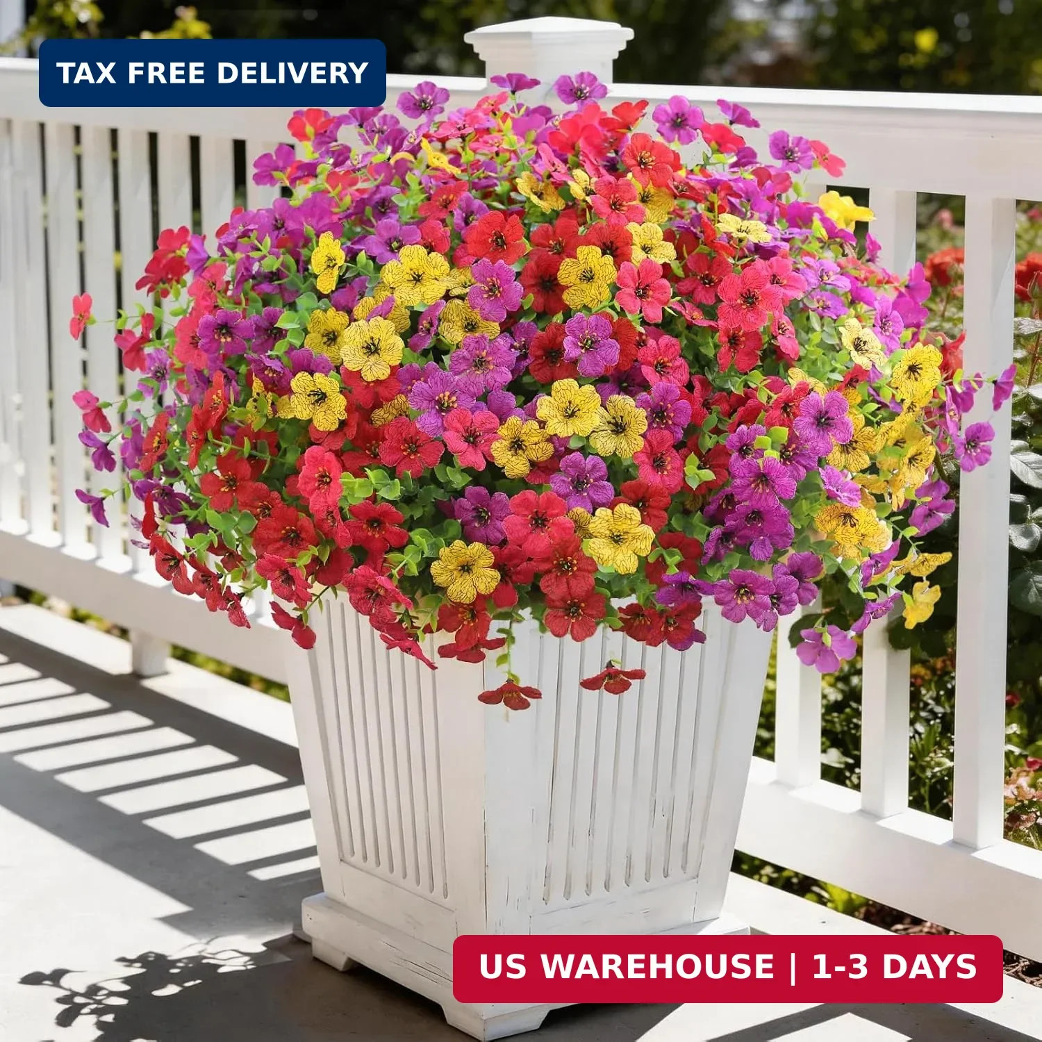 12 Bundles Artificial Flowers for Outdoor Indoor UV Resistant Fake Plants Silk F