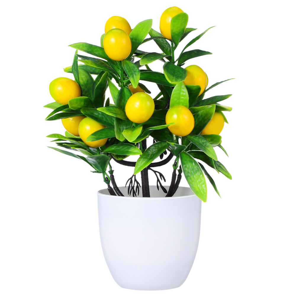 Potted Faux Tree Artificial Lemon Plant Practical Fake Plant Desktop Greenery