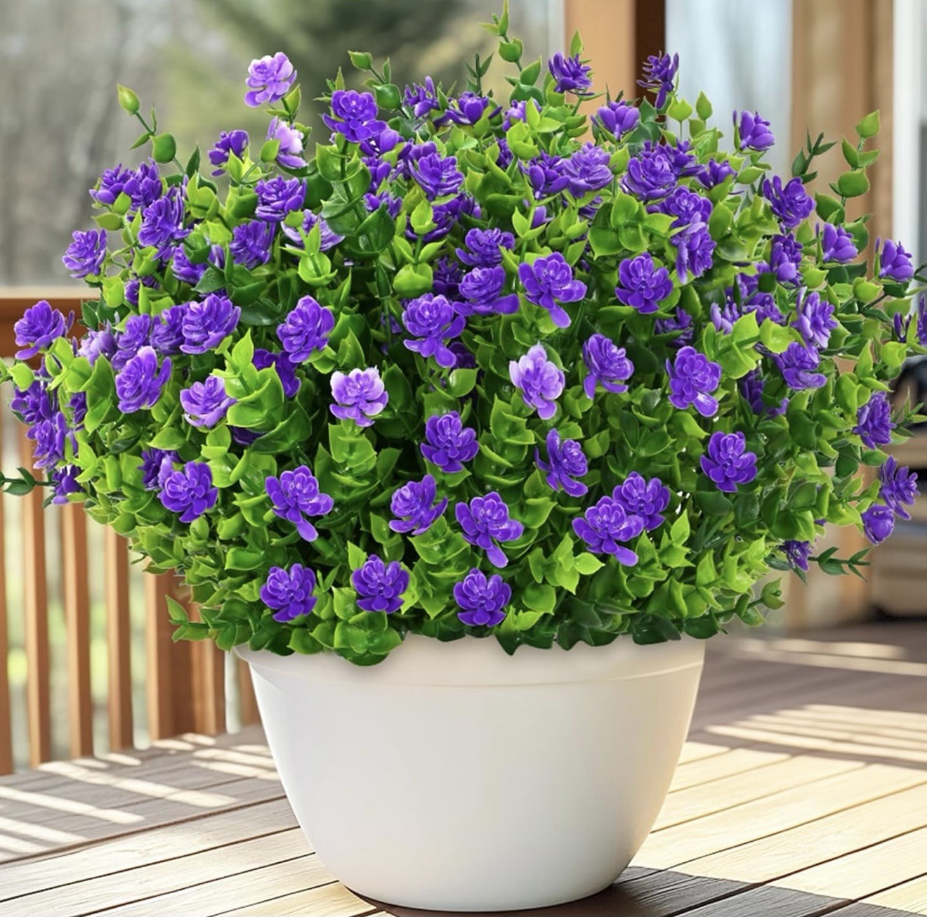 Lot of 18 Artificial Purple Mini Flower Bushes Greenery Stems Fake Plants Decor