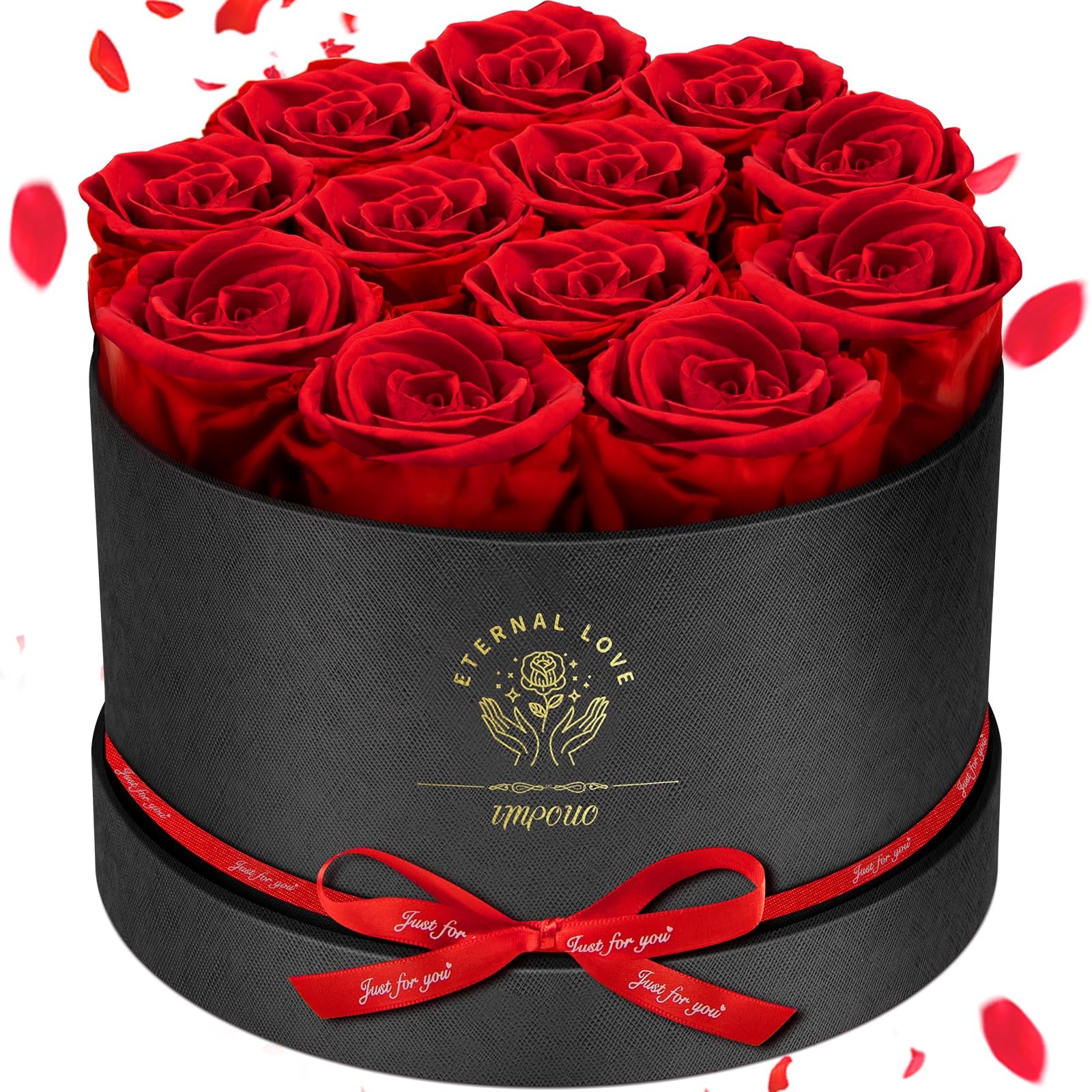 Forever Flowers 12 Red Roses In A Box Real Preserved Roses Birthday Gift Red