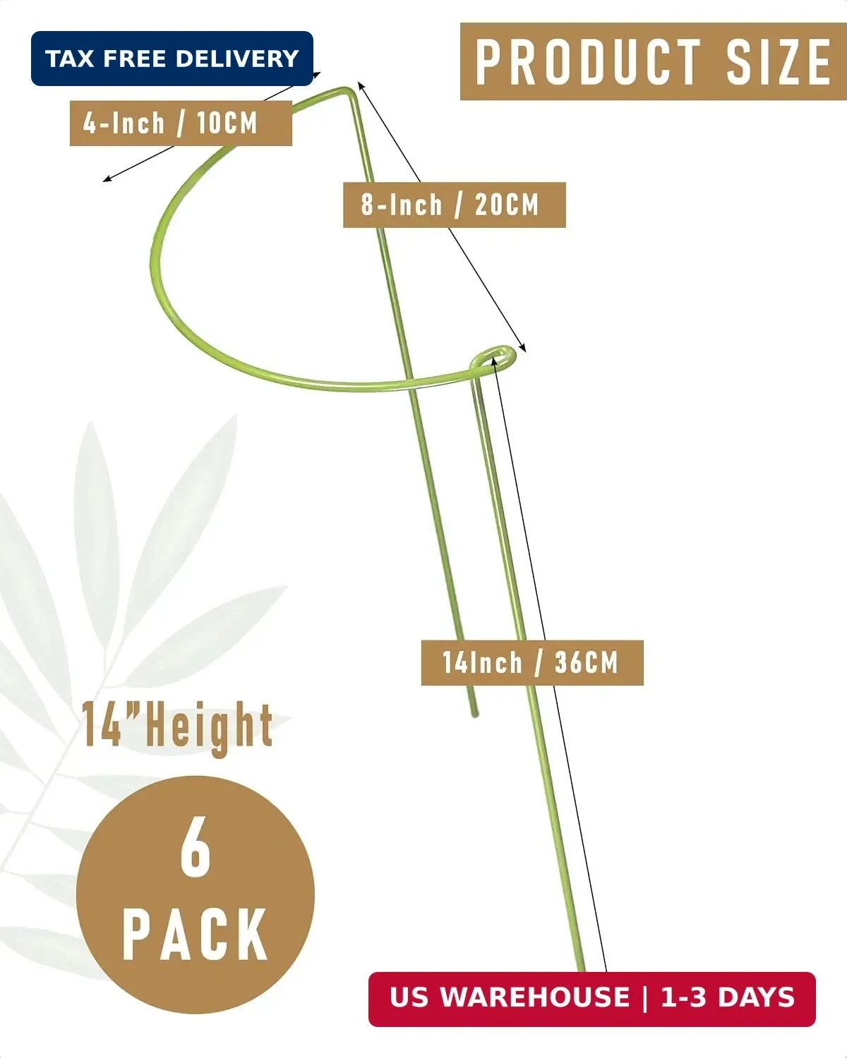 6-Packy Plant Support Stakes, Steel Stakes for Indoor Plants, Monstera & Peony S