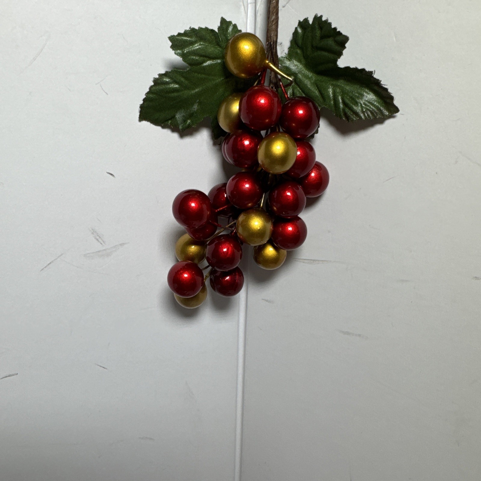 Red And Gold Holly Berry Stem and 4 Pine Cones Individual.