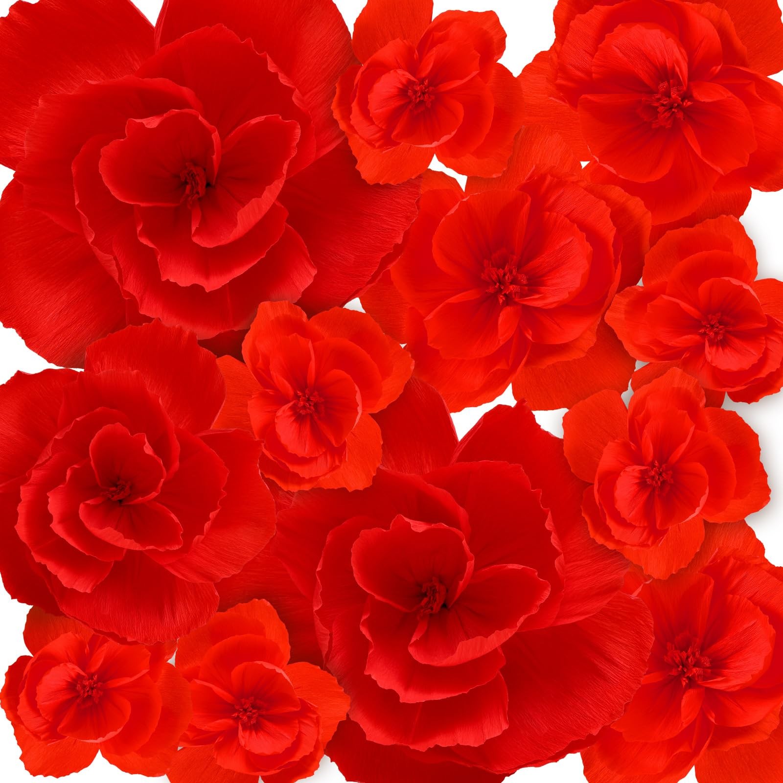 12 PCS Red Giant Artificial Large Paper Flowers Handcrafted Wall Backdrop