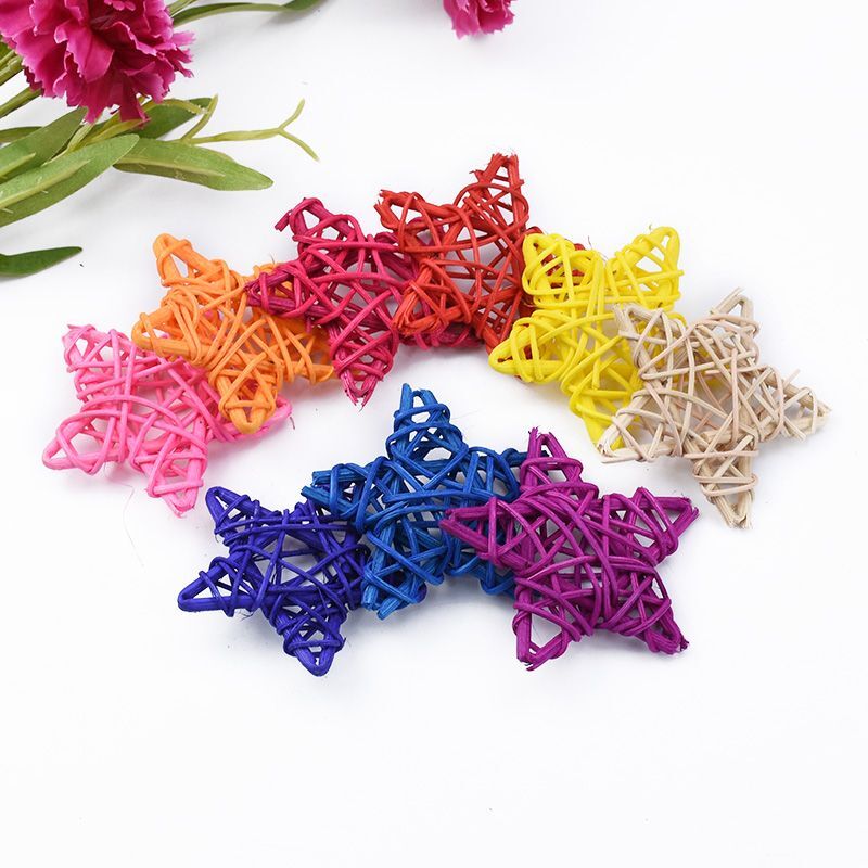 10pcs Artificial Star Straw Wedding Accessories Christmas Decorations Home Gift