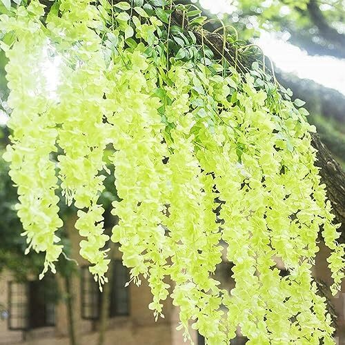 5 Pack Wisteria Hanging Flowers Garland, 3.77 Feet Artificial 5 PCS Green