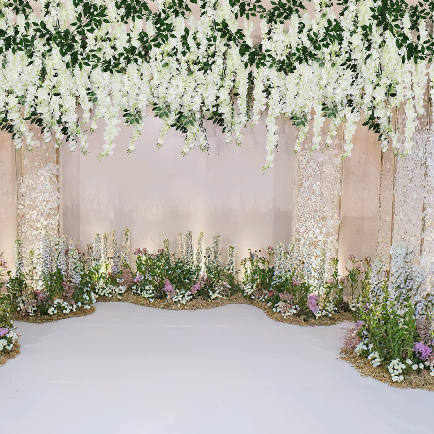 2 Pcs Wisteria Hanging Flowers Wisteria Flowers Vine Garland Wedding Arch Decora