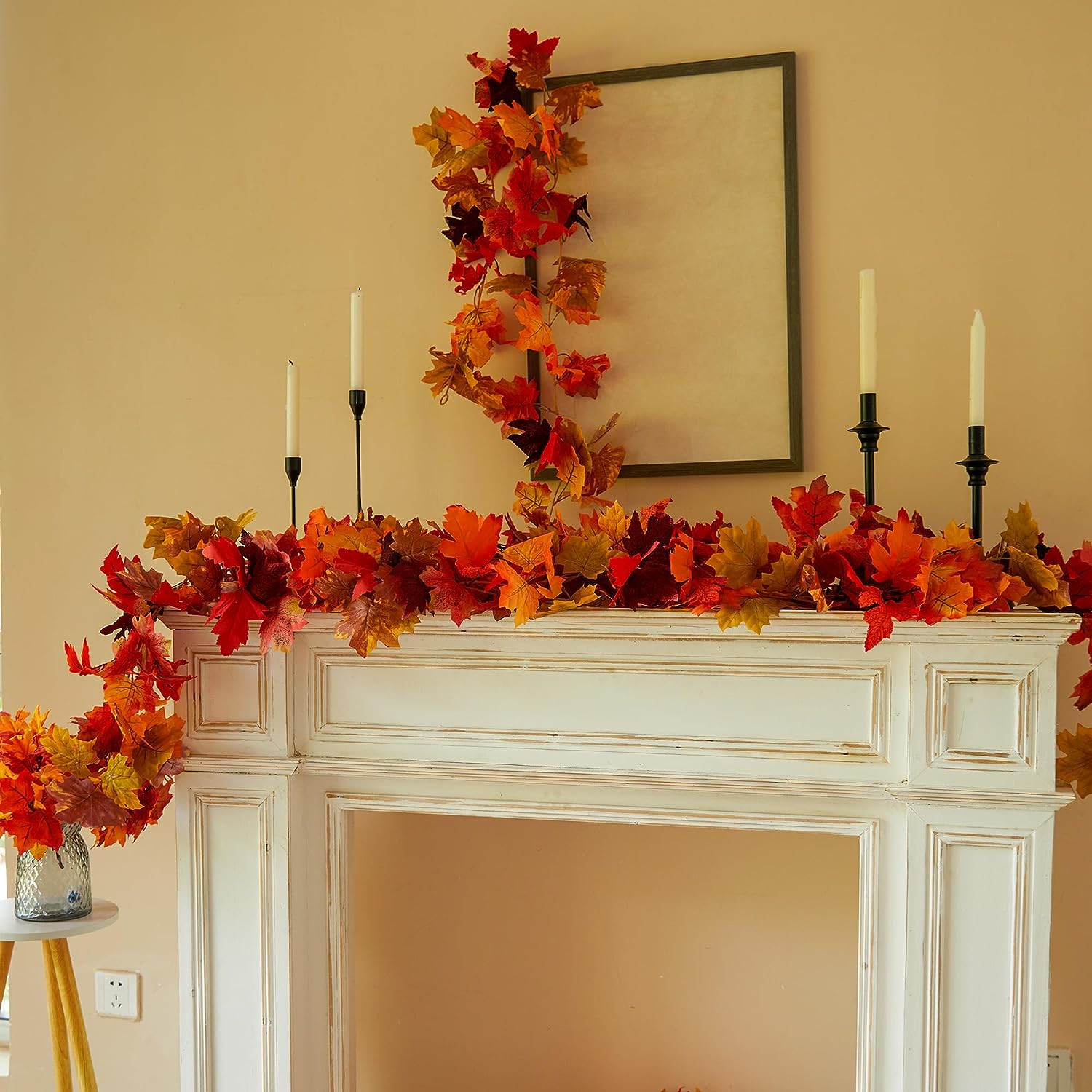 6PCS Fall Maple Leaves Garland, Party Joy 5.6Ft Artificial Maple Leaf Autumn Gar