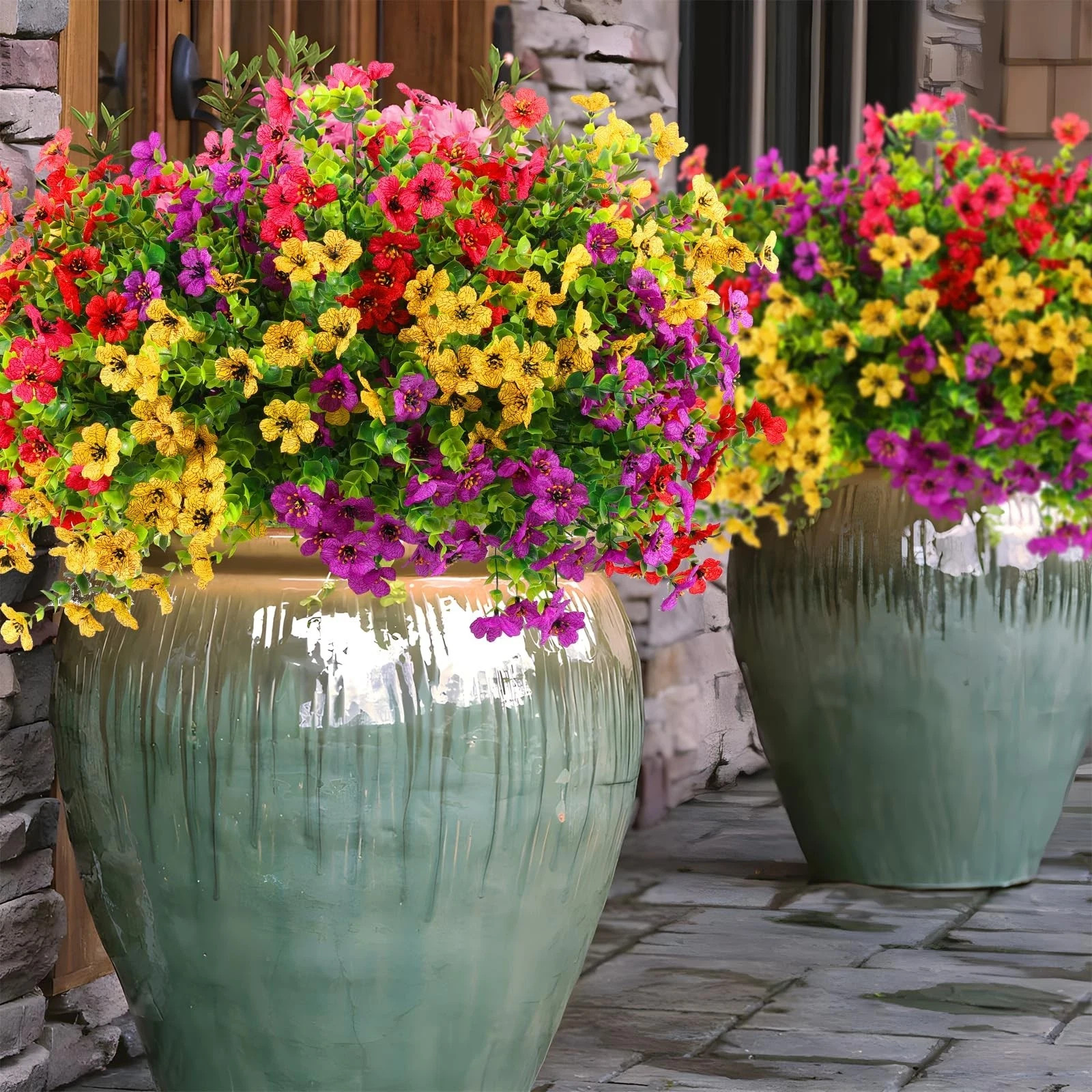 Rowfad 36 Bundles Artificial Flowers Outdoors UV Resistant Fake Plastic Spring