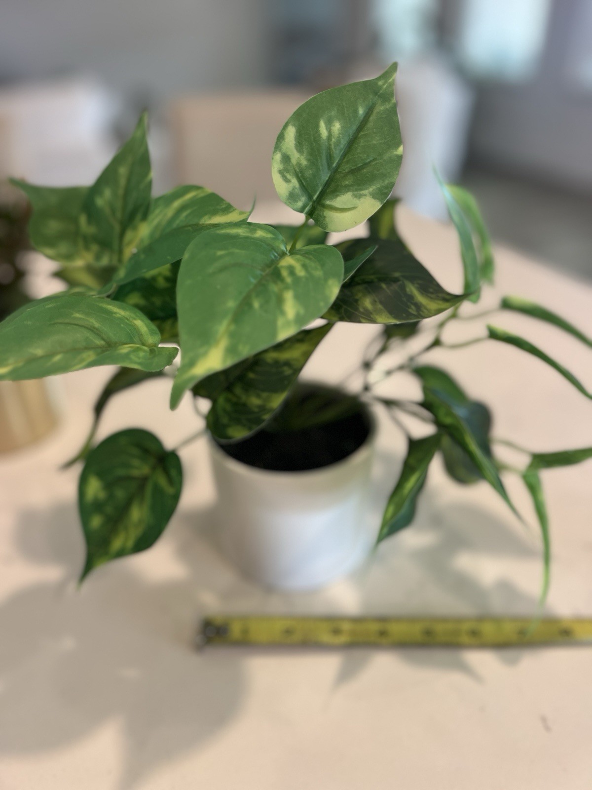 Set of 2 Artificial Potted Plants Faux Greenery White Gold Pots Small Home Decor