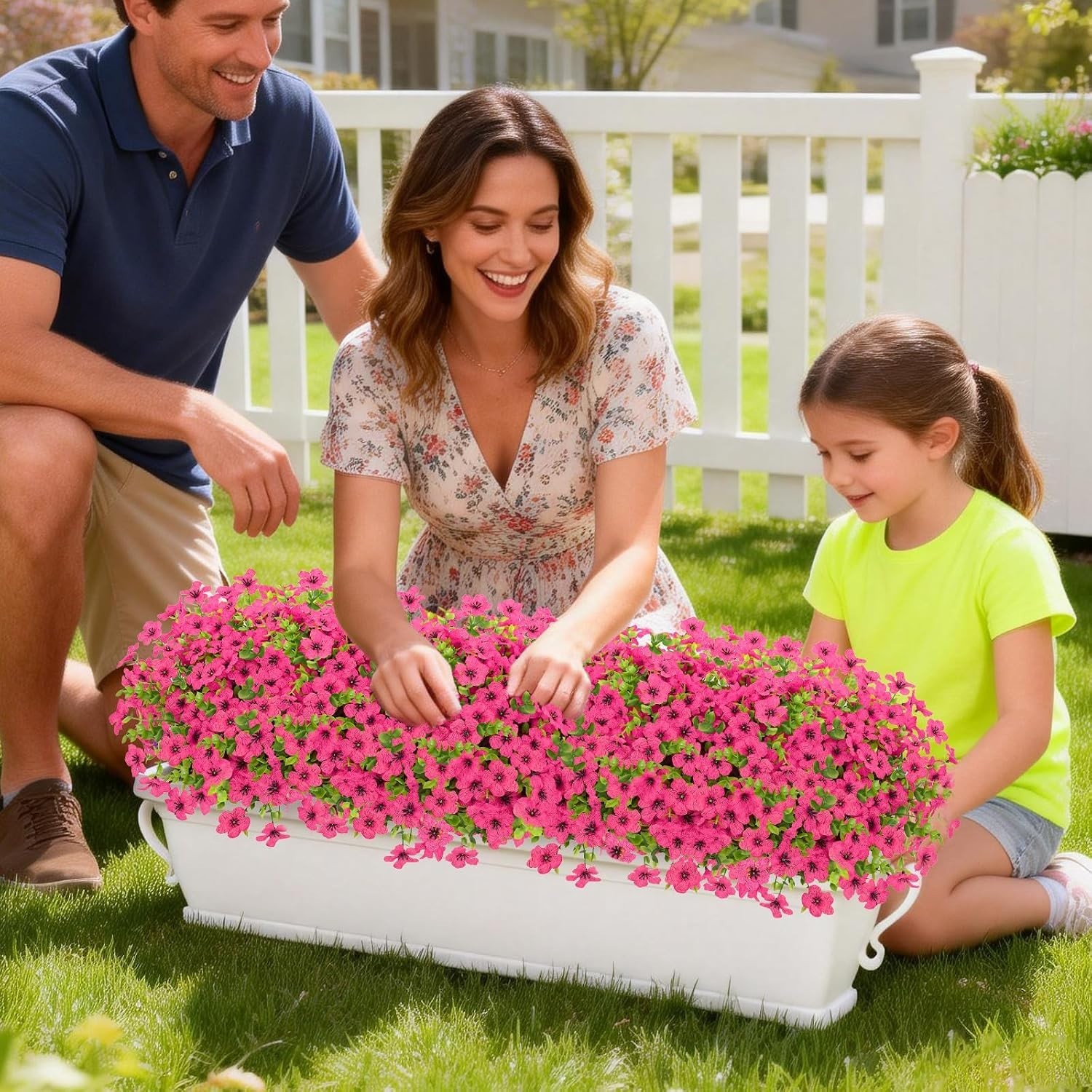Lifelike 9 Bundles UV Resistant Outdoor Flowers – Rose Red for -Round Beauty