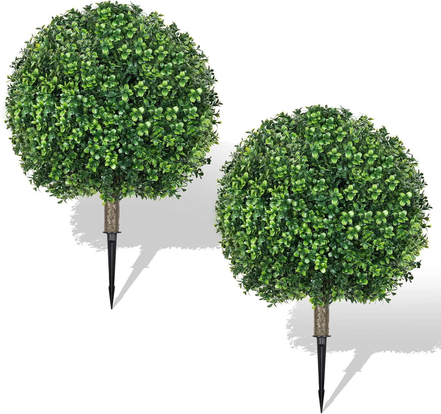 25.6″ UV Resistant Artificial Boxwood Topiary Ball Trees – 2 Pack