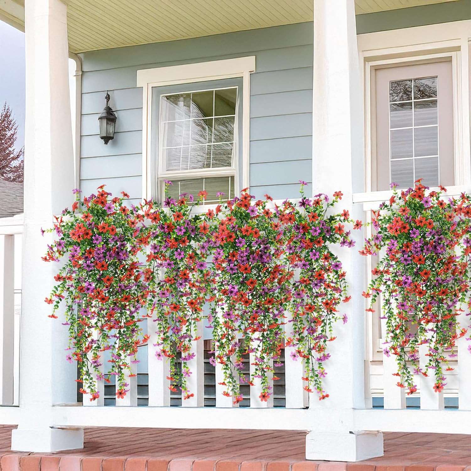 Artificial Hanging Flowers Plants for Outdoor Spring Summer Decoration,2 PCS Fau