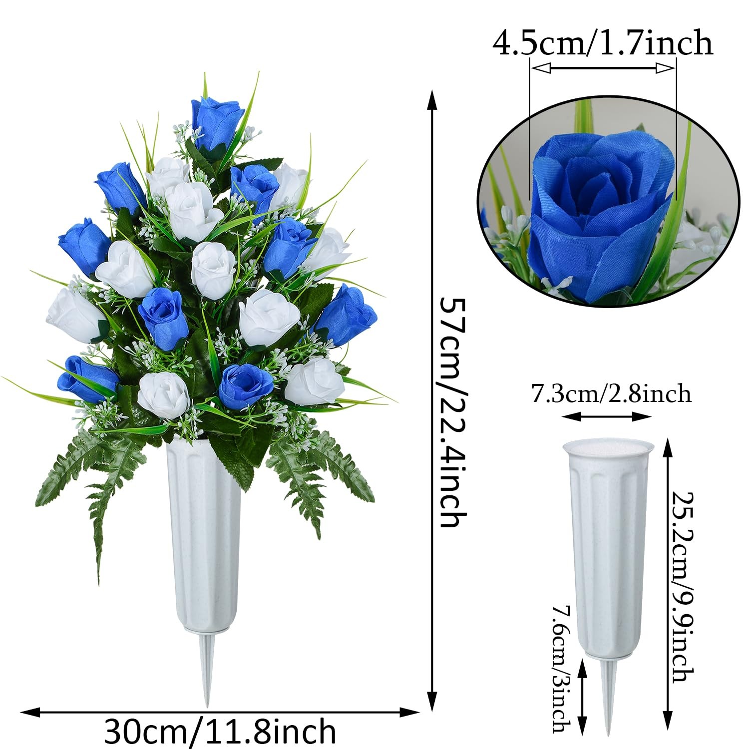 Artificial Cemetery Flowers, Grave Decorations Roses, Memorial Flowers Bouque