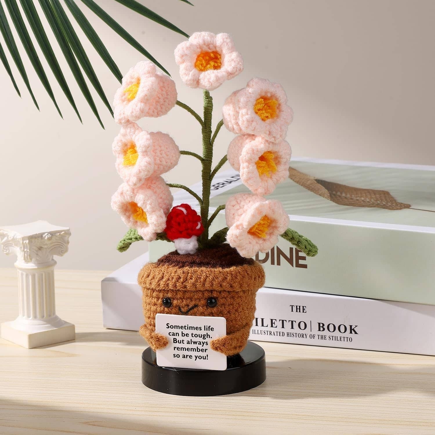 Positive Flower Positive Support Crochet Flower Knitted Plant for Gifts