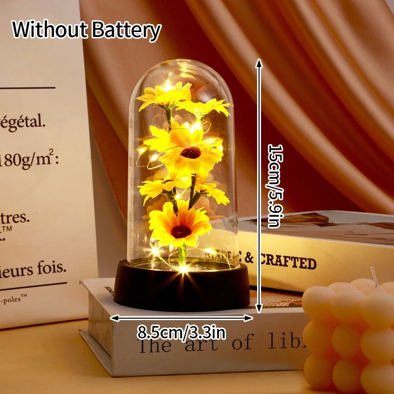 Eternal Rose LED Glass Dome Artificial Flower Romantic Gift for Her Anniversary