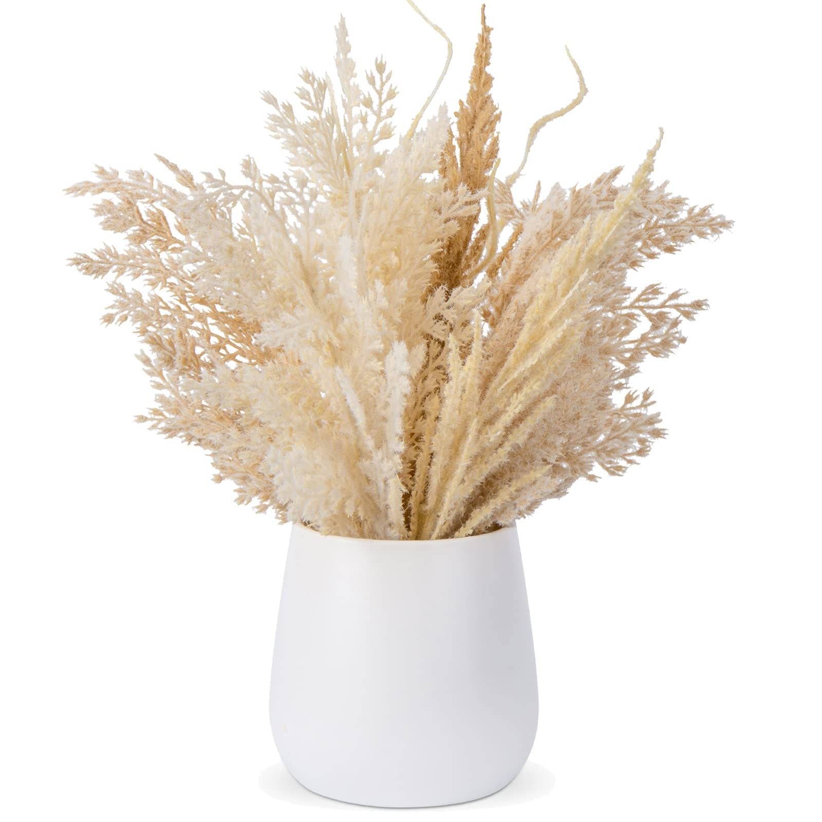 Faux Pampas Grass with Vase, Artificial Pampas Grass Flowers Bouquet Plant Fl…