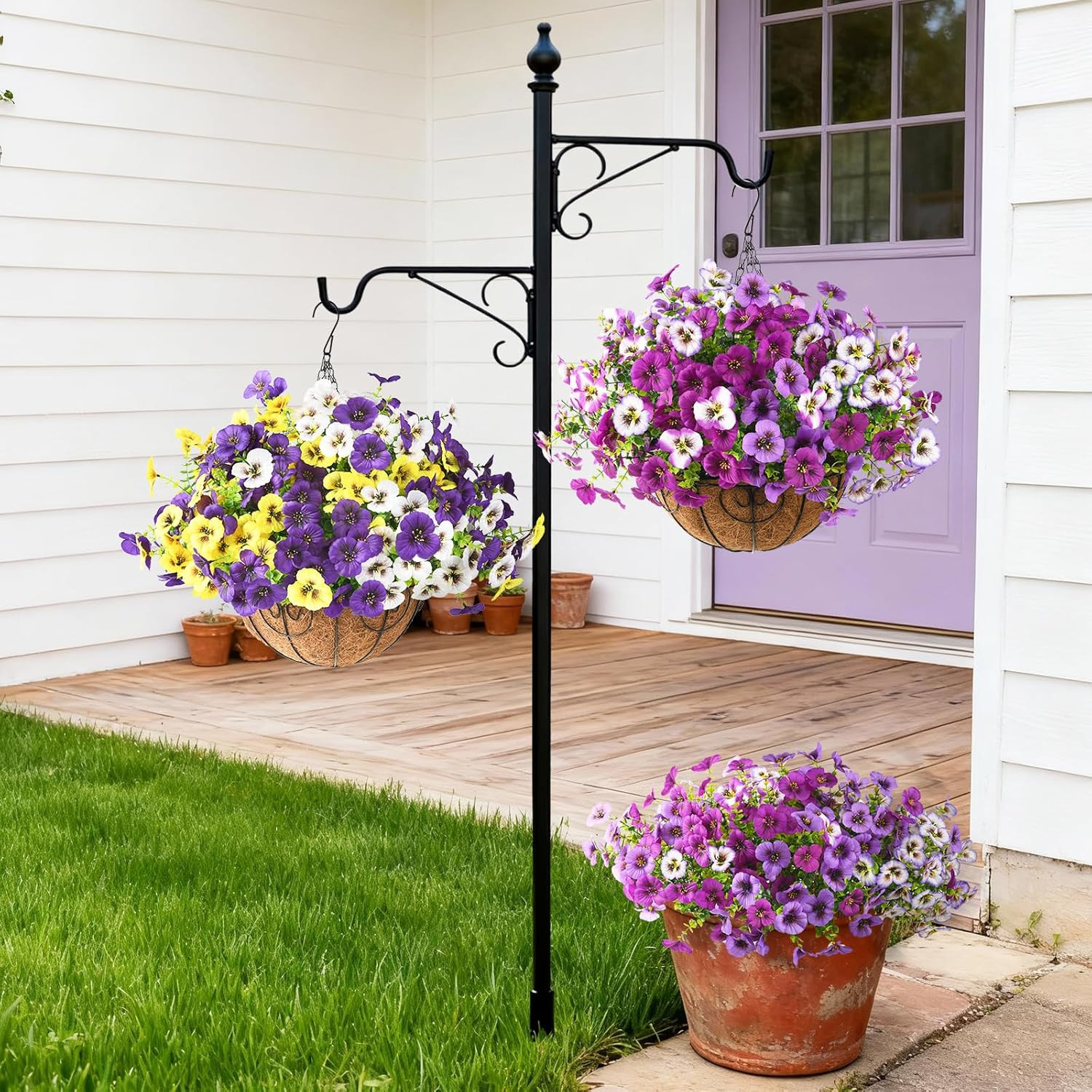 Artificial Fake Pansy Flowers for Outdoor, 12 Pcs Faux Silk Pansies Flower for S