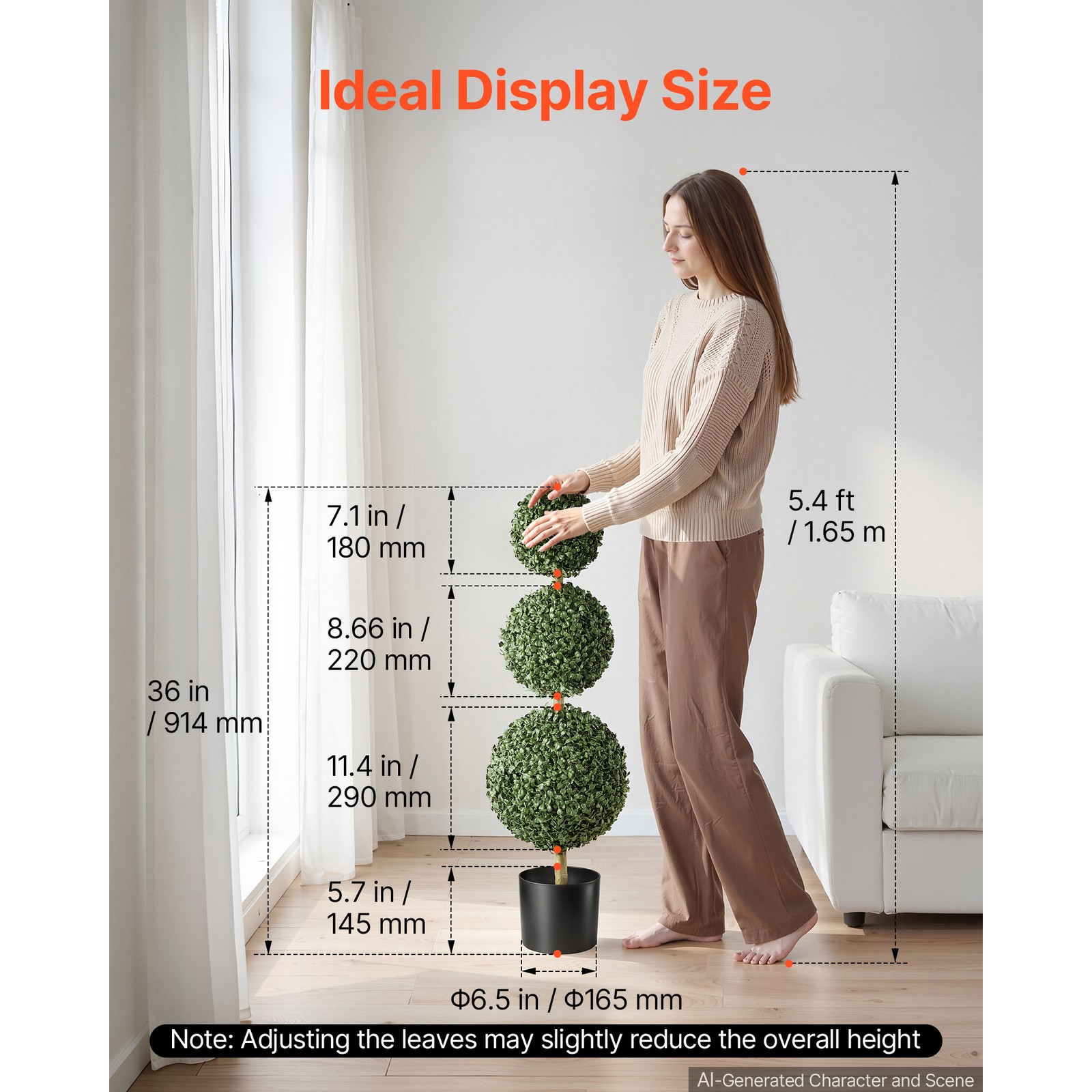 Uimoso Artificial Boxwood Triple Ball 3 Ft Set of 2 Greenery Decor for Indoor