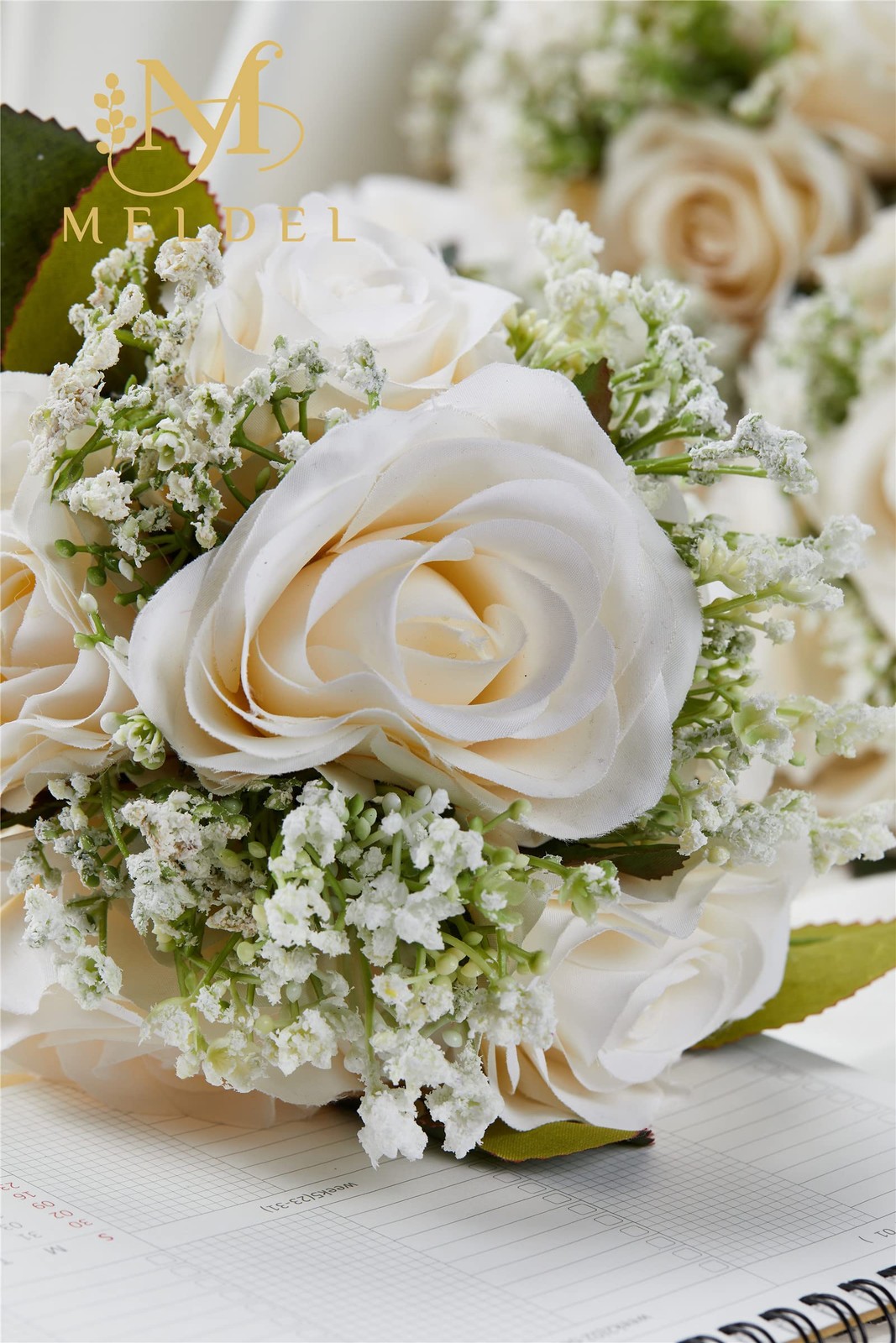 6.5 Inch Bridesmaid Bouquet Set of 6, Ivory Wedding Bouquets for Bridesmaids,…