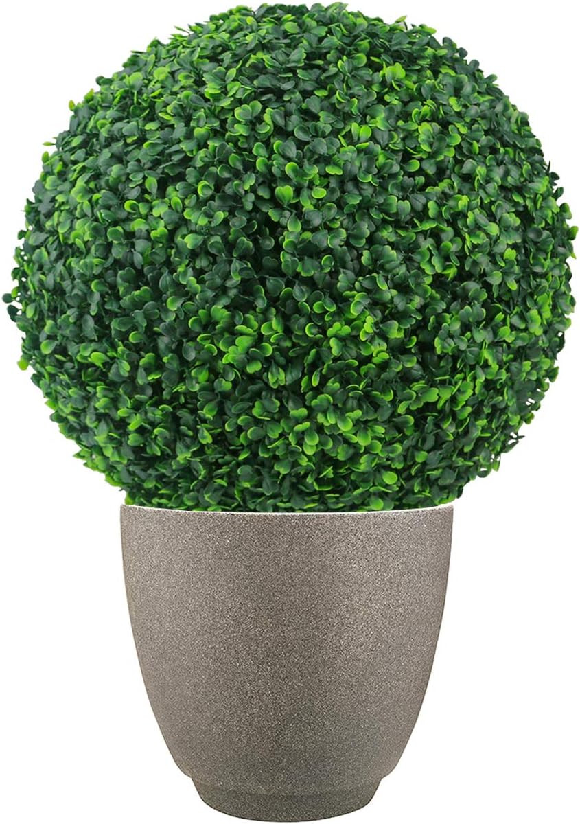 2 PCS 19.7 Inch 4 Layers Artificial Plant Topiary Ball Faux Boxwood Decorative B